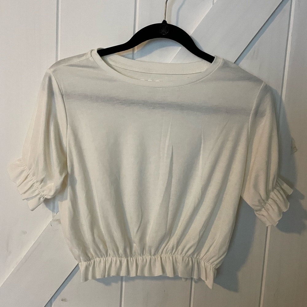 Poof, NY, small, cropped short sleeve top. Summer, vacation, cruise, party, fall